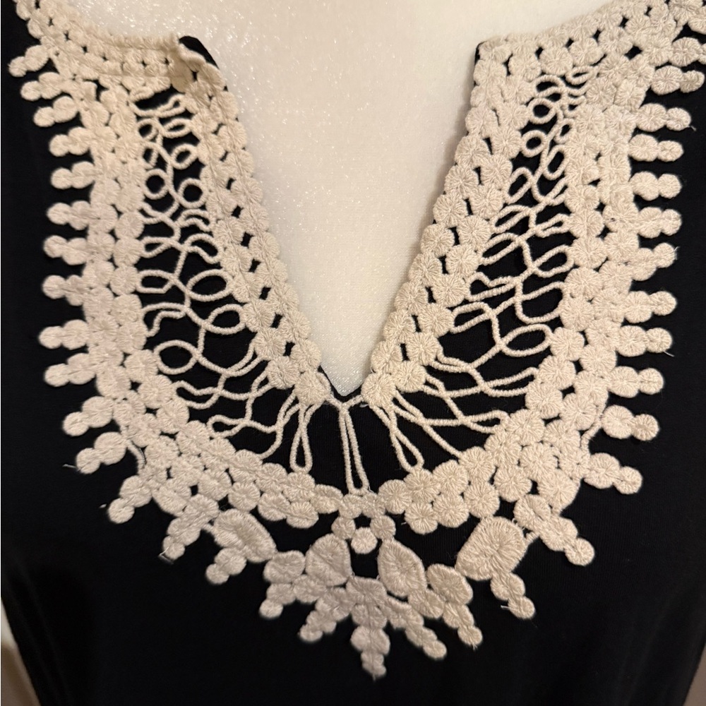 Max Studious Black Top with Cream Crochet Detail Stitch Fix